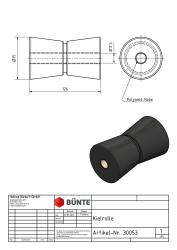 Kielrolle, &Oslash; 75/50 x 126 mm, Bohrung &Oslash; 17 mm