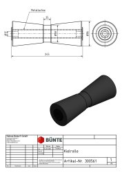 Kielrolle, &Oslash; 85/60 x 245 mm, Bohrung &Oslash; 17 mm