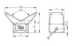 Bugstütze, 77 x 160 x 101 mm, Bohrung Ø 13,5 mm