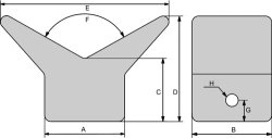 Bugstütze, 50 x 100 x 78 mm, Bohrung Ø 11 mm