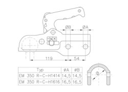 AL-BE EM 350 R-C-H1414, -3500 kg, Ø 60 mm