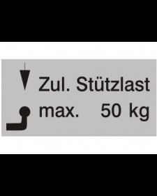 St&uuml;tzlastschild, 30 x 65 mm, max. 50 kg