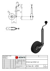 St&uuml;tzrad, &Oslash; 48 mm, &Oslash; 260 x 85 mm Luftrad