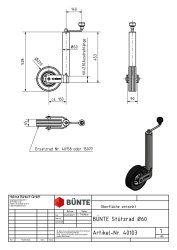 B&Uuml;NTE St&uuml;tzrad, &Oslash; 60 mm, &Oslash; 220 x 60 mm