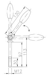 B&Uuml;NTE Gelenkknebelschraube, M12, 113 mm lang