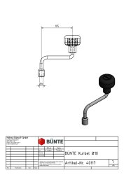 B&Uuml;NTE Handkurbel, &Oslash; 10 mm, 105 mm lang