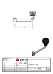 B&Uuml;NTE Handkurbel, &Oslash; 17 mm, 140 mm lang