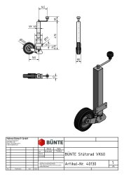 B&Uuml;NTE St&uuml;tzrad, Vkt. 60 mm, automatisch klappbar