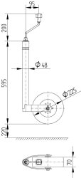 B&Uuml;NTE St&uuml;tzrad, &Oslash; 48 mm, m. Waage, &Oslash; 220 x 60 mm