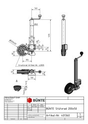 B&Uuml;NTE-KARTT St&uuml;tzrad, &Oslash; 60 mm, automat. klappbar