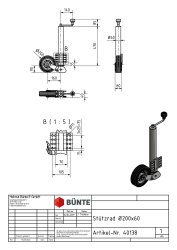 BÜNTE Stützrad, Ø 60 mm, automatisch...