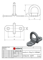 Lasche u. Ring, 30 x 95 mm, Lochabstand 60 mm