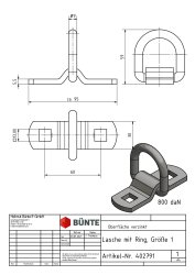 Lasche u. Ring, 30 x 95 mm, Lochabstand 60 mm