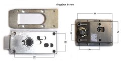 Türschloss, 70 x 100 mm, m. Innen-/Außenschloss