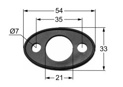 Gummirosette, 33 x 54 mm, Lochabstand 35 mm