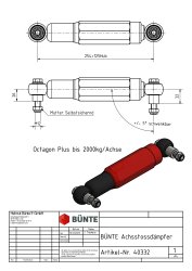 Achssto&szlig;d&auml;mpfer, rot, -2000 kg, 254 mm, 125 mm...