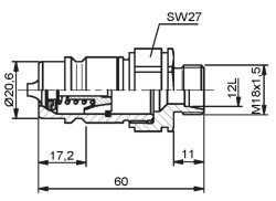 Steckkupplung, Größe 3, M18 x 1,5 mm, SW 27