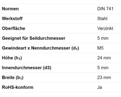 Drahtseilklemme, M5, f. &Oslash; 5 mm Drahtseil