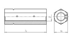 Spannschlossmutter, M10 x 45 mm, Schl&uuml;sselweite 16