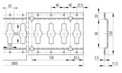 Anker-/Kombizurrschiene, 130 mm x 3 m x 11,5 mm