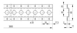 Rundlochzurrschiene, 80 mm x 3 m x 11 mm