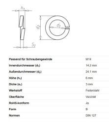 Federring m. Querschnitt, Ø 14,2/24,1 x 6 mm