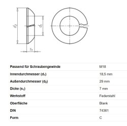 Federring, Ø 18,5/29 x 7 mm, DIN 74361