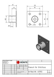 B&Uuml;NTE Flansch, 120 x 120 x 60 mm, LA 80 mm