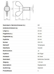 Fl&uuml;gelschraube, M8 x 20 mm, DIN 316