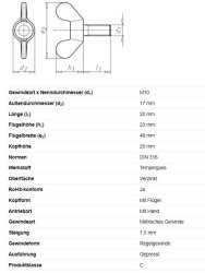 Flügelschraube DIN 316, M 10 x