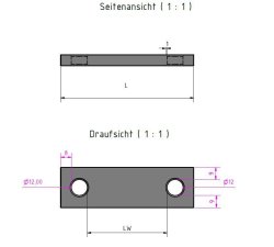 Klemmplatte, 30 x 80 x 8 mm, Lichtebreite 42 mm