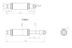 B&Uuml;NTE Gasfeder 10/22, 800 N, 135 mm, 36 mm Hub