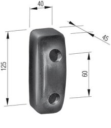 Rammpuffer, 40 x 125 x 45 mm, Lochabstand 60 mm