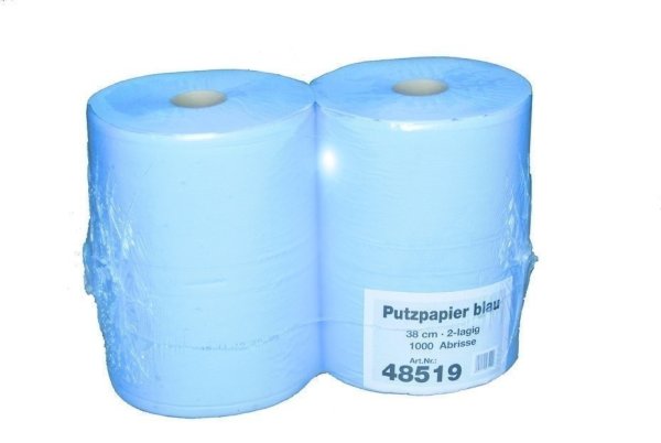 Putzpapier blau (2 Rollen), 2-lagig, 38 x 36 cm