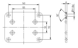 KNOTT Adapterplatte, 120 x 150 x 8 mm