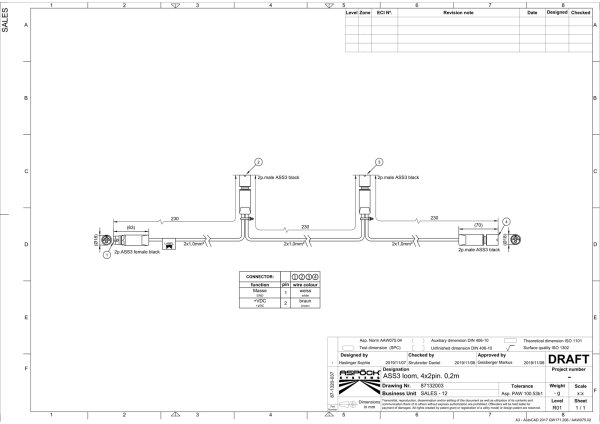 ASP&Ouml;CK Verteilerkabel ASS3, 0,23 m m. 2-pol. ASS3