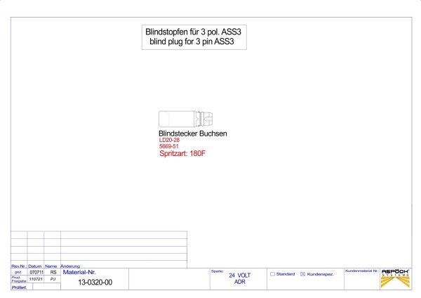 ASP&Ouml;CK Blindstopfen, f. 3-poligen ASS3