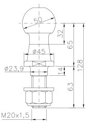 WINTERHOFF Kupplungskugel KUB 50-2000 KG, Ø 50 mm