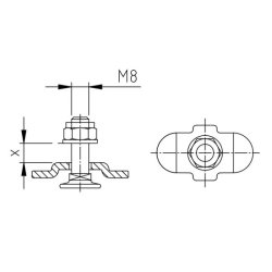 Schraubfitting, M8 x 30 mm, m. Klemmfl&uuml;gel