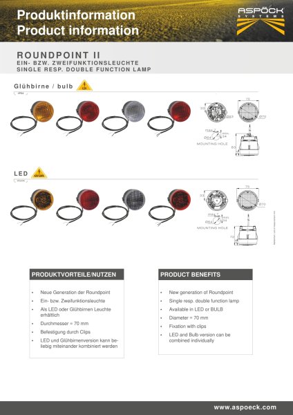 ASP&Ouml;CK Roundpoint II Schluss-/Bremsleuchte LED