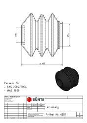 AL-KO Faltenbalg, &Oslash; 37/54 x 115 mm, 3 Falten