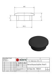 KNOTT Verschlussstopfen, &Oslash; 12,3/16 x 6 mm, schwarz