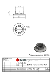 Flanschmutter, M24 x 1,5 mm, &Oslash; 49 x 18 mm