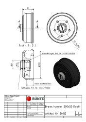 Bremstrommel, &Oslash; 200 x 50 mm, f. RB KNOTT 20-2425/1