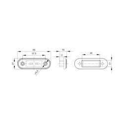 Umrissleuchte gelb LED mit Kabel 2&times;0,75 mm&sup2;.