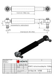 Achssto&szlig;d&auml;mpfer, universal, schwarz, 1500 kg