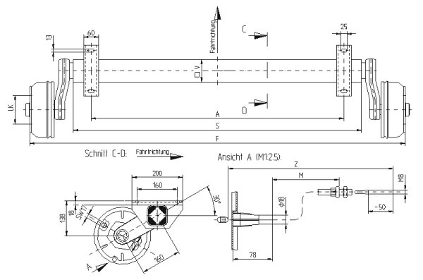 NIEPER Bremsachse GFA 1500, 1500 kg, RB 20-2425/1