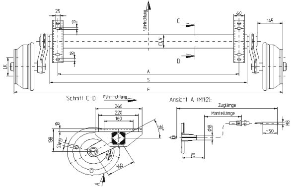 NIEPER Bremsachse GFA 1800, 1800 kg, RB 25-2025