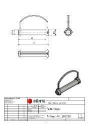 B&Uuml;NTE Federb&uuml;gelbolzen, &Oslash; 11,8 x 72 mm