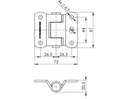 KARTT Scharnier ZW-02.40, 61 x 73 x 20,5 mm